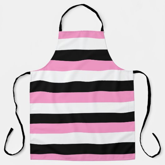 黒、白、ピンクの各ストライプ色 エプロン (正面)