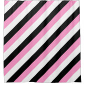 黒、白、ピンクの各ストライプ色 シャワーカーテン (正面)