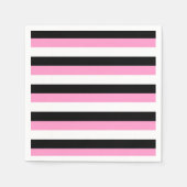 黒、白、ピンクの各ストライプ色 スタンダードカクテルナプキン (正面)