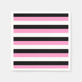 黒、白、ピンクの各ストライプ色 スタンダードカクテルナプキン