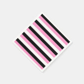 黒、白、ピンクの各ストライプ色 スタンダードカクテルナプキン (角)