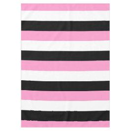 黒、白、ピンクの各ストライプ色 テーブルクロス