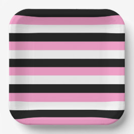 黒、白、ピンクの各ストライプ色 ペーパープレート