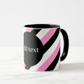黒、白、ピンクの各ストライプ色 マグカップ (正面右)
