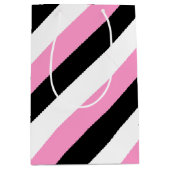 黒、白、ピンクの各ストライプ色 ミディアムペーパーバッグ (正面)