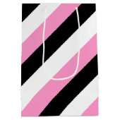 黒、白、ピンクの各ストライプ色 ミディアムペーパーバッグ (裏面)