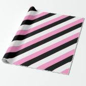 黒、白、ピンクの各ストライプ色 ラッピングペーパー (アンロールド)