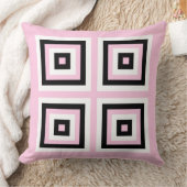 黒、白、ピンクの正方形 クッション (ブランケット)
