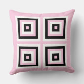 黒、白、ピンクの正方形 クッション (裏面)