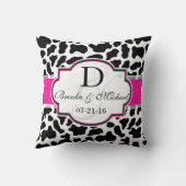 黒、白、ピンクの牛革結婚の クッション (裏面)