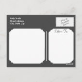 黒、白、ピンクの牛革結婚の ポストカード (裏面)