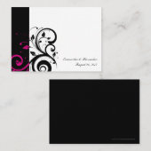 黒、白、マゼンタの旋回プレイスカード書、 プレイスカード (正面/裏面)