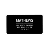 黒&白 |モダンはっきりした差出人住所 ラベル (正面)