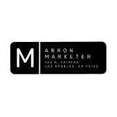 黒&白 |モダン差出人住所 ラベル (正面)