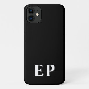 黒&白 モノグミニマルラムモダンイニシャル iPhone 11 ケース