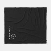 黒&白 |モノグラムシンプルメダリオン&ネーム フリースブランケット (正面(横))