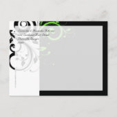 黒/白/ライムグリーンはっきりしたスワール日付の保存 案内ポストカード (裏面)