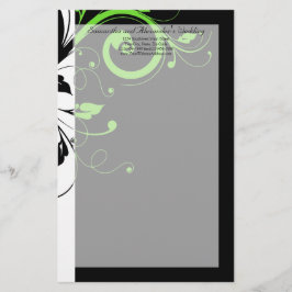 黒/白/ライムグリーンはっきりしたスワール結婚ズ 便箋