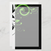 黒/白/ライムグリーンはっきりしたスワール結婚ズ 便箋 (正面/裏面)