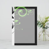 黒/白/ライムグリーンはっきりしたスワール結婚ズ 便箋 (スタンド正面)