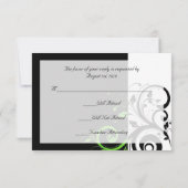 黒/白/ライムグリーンはっきりしたスワール結婚ズ 出欠カード (裏面)