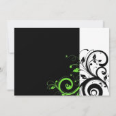 黒/白/ライムグリーンはっきりしたスワール結婚ズ 招待状 (裏面)