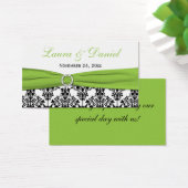 黒、白、ライムダマスクウェディングメッセージカード (デスク)