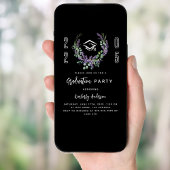 黒 白 ラベンダー 花 2025 卒業パーティー 招待状