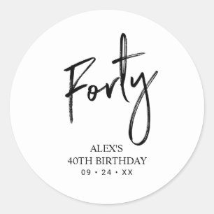 黒&白 レタリング誕生日お願い ラウンドシール