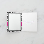 黒、白、明るい赤紫色ダマスクサンキューカード サンキューカード (内部)