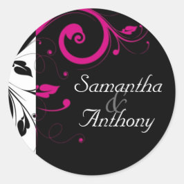 黒、白、明るい赤紫色渦照合封筒用シール ラウンドシール