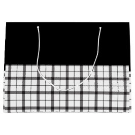 黒、白、格子縞、上品、シックモダン、スタイリッシュ、 ラージペーパーバッグ