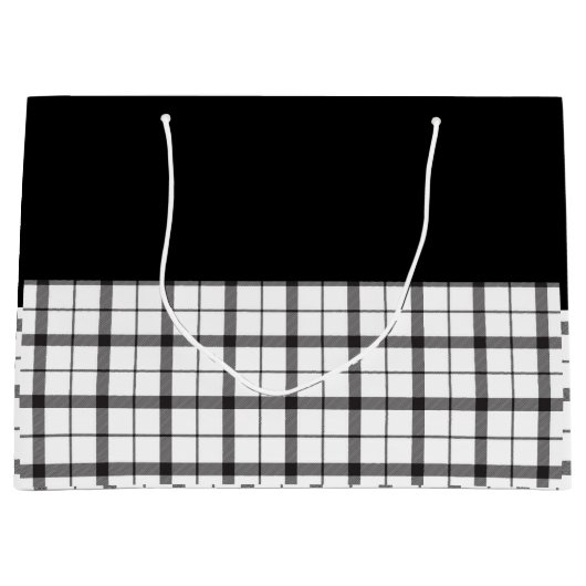 黒、白、格子縞、上品、シックモダン、スタイリッシュ、 ラージペーパーバッグ (正面)