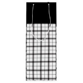 黒、白、格子縞、上品、シックモダン、スタイリッシュ、 ワインギフトバッグ (裏面)