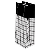 黒、白、格子縞、上品、シックモダン、スタイリッシュ、 ワインギフトバッグ (裏面アングル)