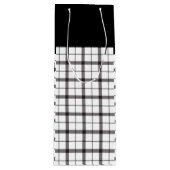 黒、白、格子縞、上品、シックモダン、スタイリッシュ、 ワインギフトバッグ (正面)