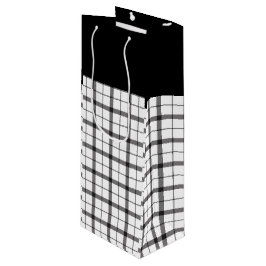 黒、白、格子縞、上品、シックモダン、スタイリッシュ、 ワインギフトバッグ