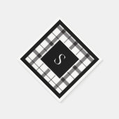 黒、白、格子縞、上品、シックモダン、 スタンダードカクテルナプキン (角)
