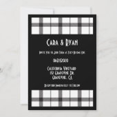 黒、白、格子縞、上品、シック、モダン結婚ズ 招待状 (正面)