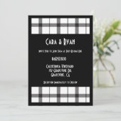 黒、白、格子縞、上品、シック、モダン結婚ズ 招待状 (スタンド正面)