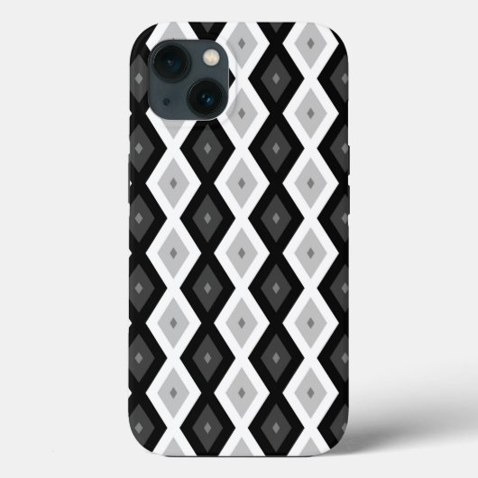 黒、白、灰色のダイヤモンドパターンケースメイトiP Case-Mate iPhoneケース (裏面)