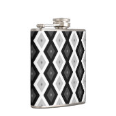黒、白、灰色のダイヤモンドパターン フラスク (右)
