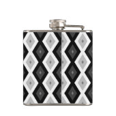 黒、白、灰色のダイヤモンドパターン フラスク (裏面)