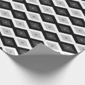 黒、白、灰色のダイヤモンドパターン ラッピングペーパー (角)