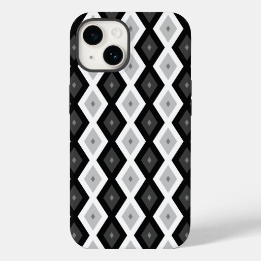 黒、白、灰色のダイヤモンドパターン Case-Mate iPhoneケース (裏面)