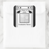 黒、白、灰色の卒業式（フォトフレーム） スクエアシール (バッグ)