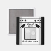 黒、白、灰色の卒業式（フォトフレーム） マグネット (正面/裏面)