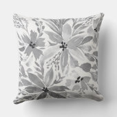 黒、白、灰色の花と葉色 クッション (裏面)