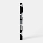 黒 白 灰色 ユリの紋章 モノグラム iPhoneケース (右側面)