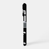 黒 白 灰色 ユリの紋章 モノグラム iPhoneケース (左側面)
